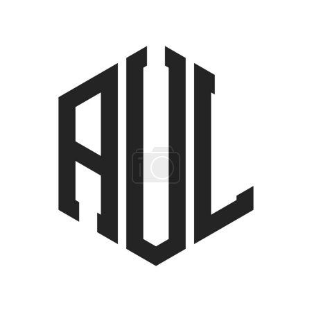 Illustration for AUL Logo Design. Initial Letter AUL Monogram Logo using Hexagon shape - Royalty Free Image