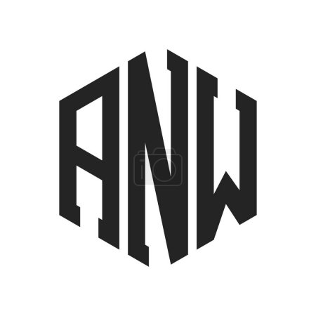 Conception de logo ANW. Lettre initiale ANW Monogram Logo utilisant la forme hexagonale