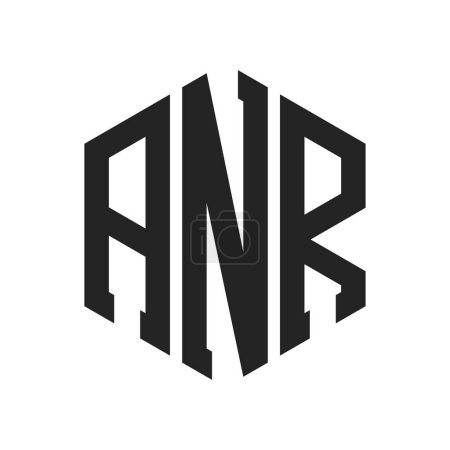 Diseño de Logo ANR. Letra inicial ANR Monograma Logo con forma de hexágono