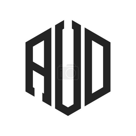 AUD Logo Design. Initial Letter AUD Monogram Logo using Hexagon shape