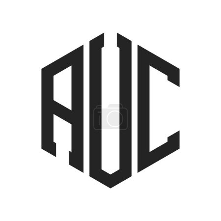 Diseño de Logo AUC. Logo inicial del monograma AUC de la letra usando la forma del hexágono