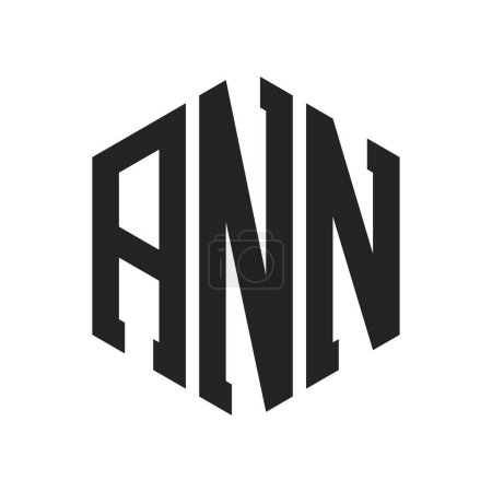 Diseño de Logo ANN. Logo inicial del monograma ANN de la letra usando la forma del hexágono
