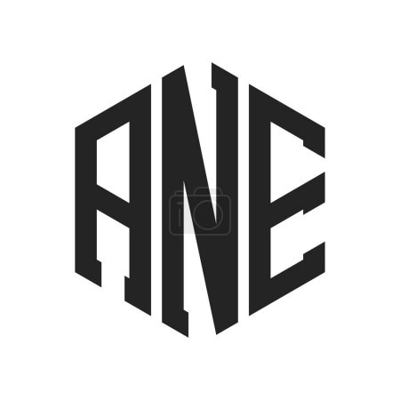Téléchargez les illustrations : Conception de logo ANE. Lettre initiale Logo de monogramme ANE utilisant la forme hexagonale - en licence libre de droit