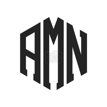 Diseño de Logo AMN. Letra inicial Logotipo del monograma de AMN usando la forma del hexágono
