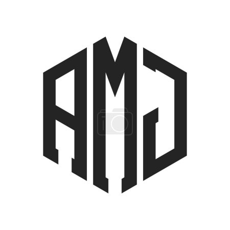 Illustration for AMJ Logo Design. Initial Letter AMJ Monogram Logo using Hexagon shape - Royalty Free Image