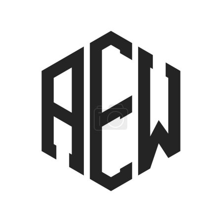 Ilustración de Diseño de Logo AEW. Logo inicial de la carta AEW Monogram usando la forma del hexágono - Imagen libre de derechos
