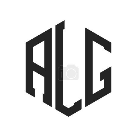 Diseño de Logo ALG. Logo inicial de ALG Monogram con forma de hexágono