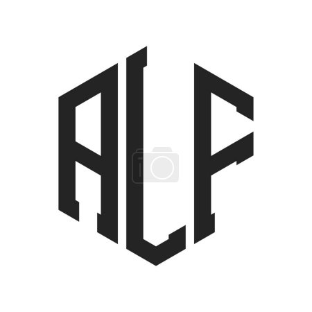 Illustration for ALF Logo Design. Initial Letter ALF Monogram Logo using Hexagon shape - Royalty Free Image