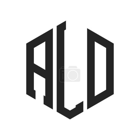 Diseño de Logo ALD. Logo inicial de ALD Monogram con forma de hexágono