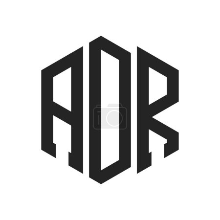 Diseño de Logo ADR. Logo inicial del monograma ADR de la letra usando la forma del hexágono