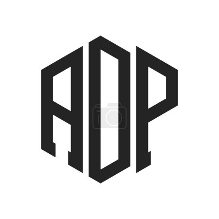 ADP Logo Design. Initial Letter ADP Monogram Logo using Hexagon shape