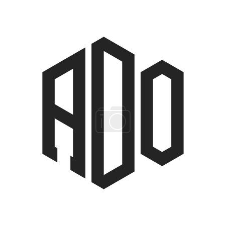 ADO Logo Design. Anfangsbuchstabe ADO Monogramm Logo mit Hexagon-Form