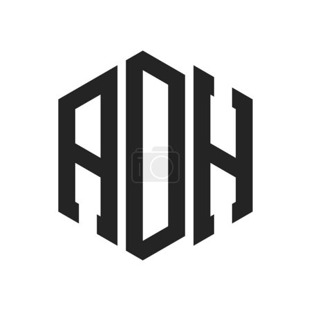 ADH Logo Design. Initial Letter ADH Monogram Logo using Hexagon shape