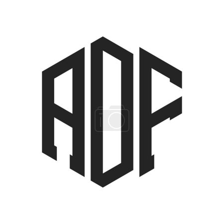 Logo ADF Design. Logo de monogramme ADF de lettre initiale utilisant la forme hexagonale