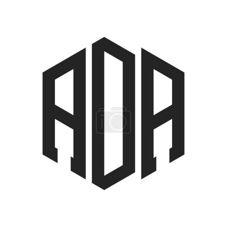 Logo ADA Design. Lettre initiale Logo monogramme ADA en forme d'hexagone