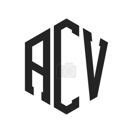 Diseño de Logo ACV. Logo inicial de ACV Monogram con forma de hexágono