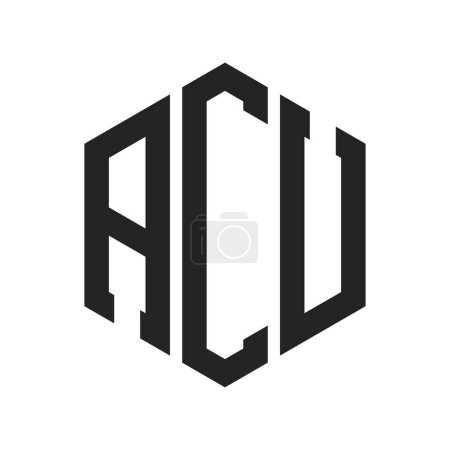 ACU Logo Design. Logo inicial de ACU Monogram con forma de hexágono