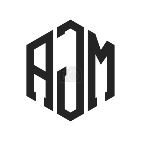 Illustration for AJM Logo Design. Initial Letter AJM Monogram Logo using Hexagon shape - Royalty Free Image