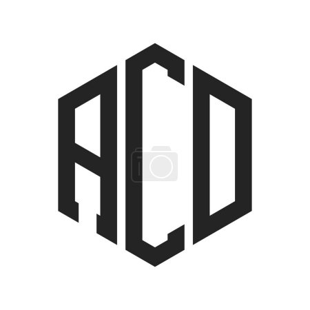 Diseño de Logo ACD. Logo inicial del monograma ACD de la letra usando la forma del hexágono