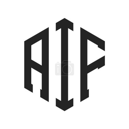 Diseño de Logo AIF. Logo inicial de Monograma AIF con forma de hexágono