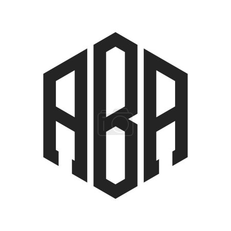 ABA Logo Design. Anfangsbuchstabe ABA Monogramm Logo mit Hexagon-Form