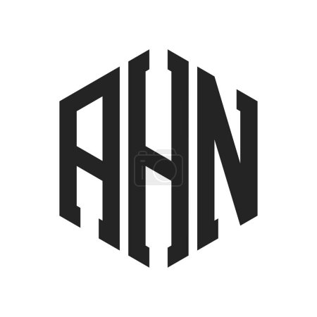 Illustration for AHN Logo Design. Initial Letter AHN Monogram Logo using Hexagon shape - Royalty Free Image