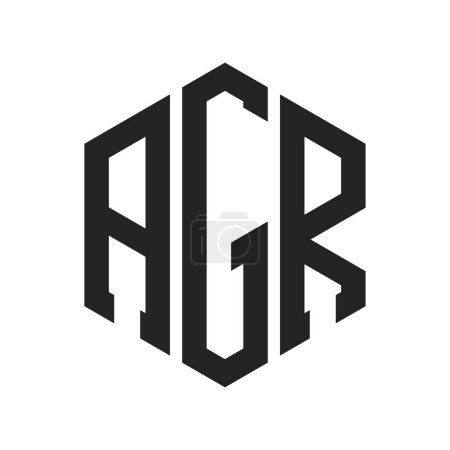 Diseño de Logo AGR. Logo inicial del monograma AGR de la letra usando la forma del hexágono