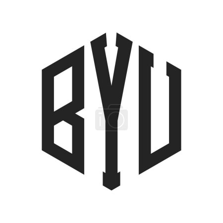 BYU Logo Design. Initial Letter BYU Monogram Logo using Hexagon shape