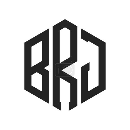 Téléchargez les illustrations : BRJ Logo Design. Lettre initiale BRJ Monogram Logo utilisant la forme hexagonale - en licence libre de droit