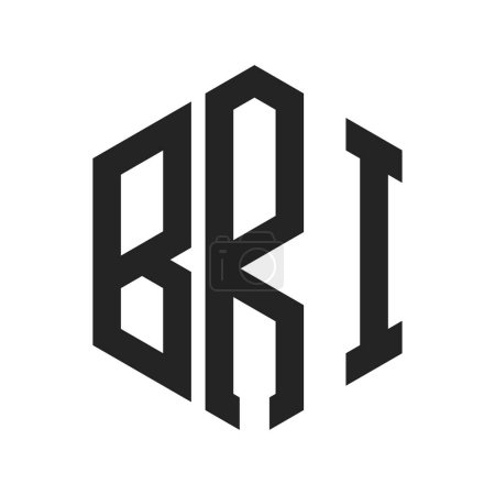 BRI Logo Design. Initial Letter BRI Monogram Logo using Hexagon shape