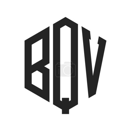 Téléchargez les illustrations : Conception du logo BQV. Lettre initiale Logo monogramme BQV en forme d'hexagone - en licence libre de droit