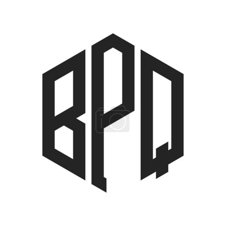 Ilustración de Diseño de Logo BPQ. Logo inicial de la letra BPQ Monogram usando la forma del hexágono - Imagen libre de derechos