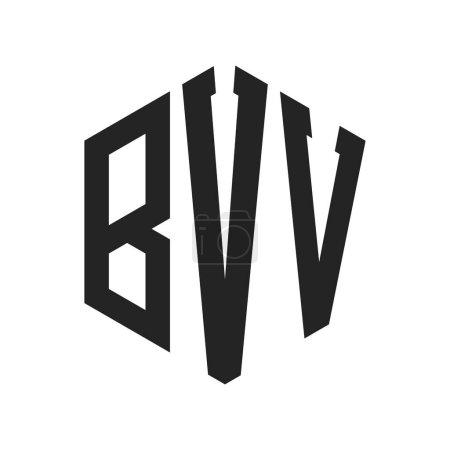 Illustration for BVV Logo Design. Initial Letter BVV Monogram Logo using Hexagon shape - Royalty Free Image