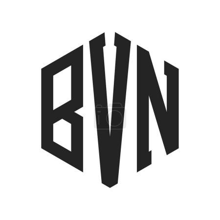Téléchargez les illustrations : BVN Logo Design. Lettre initiale Logo monogramme BVN en forme d'hexagone - en licence libre de droit