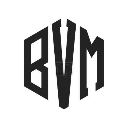 Conception de logo BVM. Lettre initiale Logo monogramme BVM en forme d'hexagone