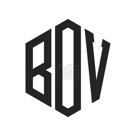 BOV Logo Design. Initial Letter BOV Monogram Logo using Hexagon shape