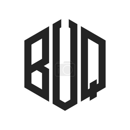 Téléchargez les illustrations : Conception de logo BUQ. Lettre initiale BUQ Monogram Logo en utilisant la forme hexagonale - en licence libre de droit