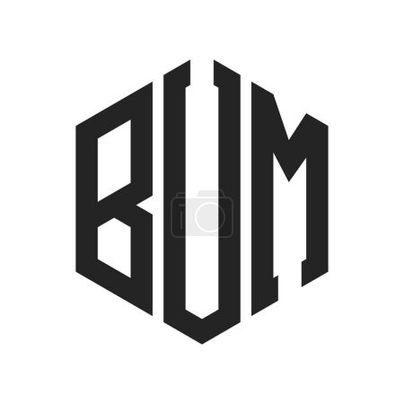 Téléchargez les illustrations : Conception de logo BUM. Lettre initiale Logo monogramme BUM en forme d'hexagone - en licence libre de droit