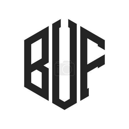 BUF Logo Design. Letra inicial BUF Monograma Logo con forma de hexágono