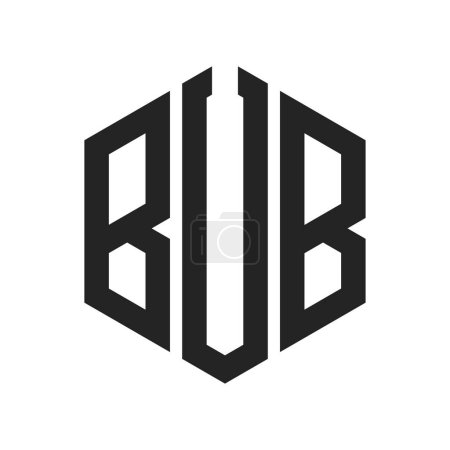 Illustration for BUB Logo Design. Initial Letter BUB Monogram Logo using Hexagon shape - Royalty Free Image