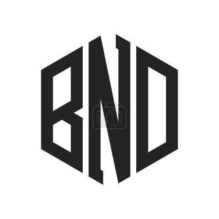 BND Logo Design. Initial Letter BND Monogram Logo using Hexagon shape