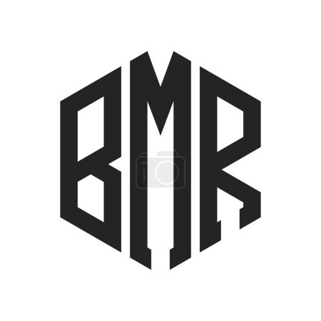 Diseño de Logo BMR. Logo inicial de BMR Monogram con forma de hexágono