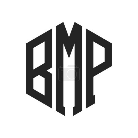Diseño de Logo BMP. Logo inicial de BMP Monogram con forma de hexágono