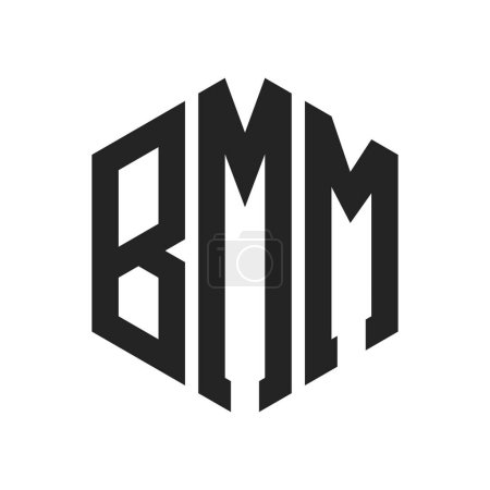 Illustration for BMM Logo Design. Initial Letter BMM Monogram Logo using Hexagon shape - Royalty Free Image