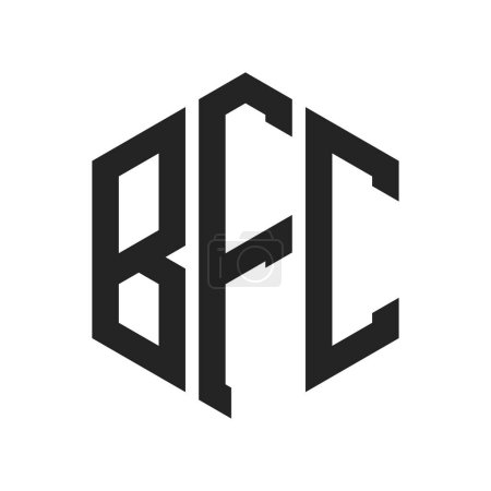 Illustration for BFC Logo Design. Initial Letter BFC Monogram Logo using Hexagon shape - Royalty Free Image