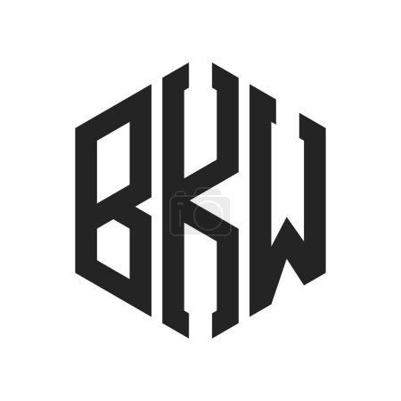 Illustration for BKW Logo Design. Initial Letter BKW Monogram Logo using Hexagon shape - Royalty Free Image