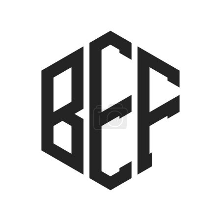 Diseño de Logo BEF. Logo inicial de BEF Monogram con forma de hexágono