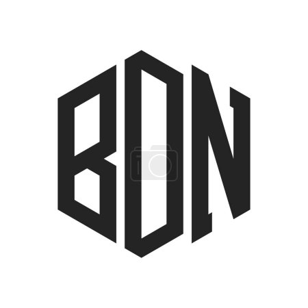 Illustration for BDN Logo Design. Initial Letter BDN Monogram Logo using Hexagon shape - Royalty Free Image