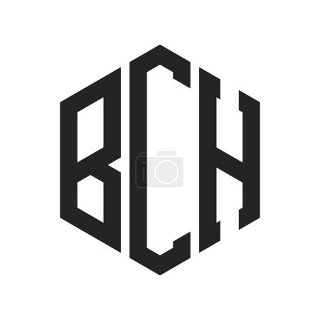 Logo BCH Design. Lettre initiale Logo monogramme BCH en forme d'hexagone