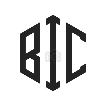 Illustration for BIC Logo Design. Initial Letter BIC Monogram Logo using Hexagon shape - Royalty Free Image